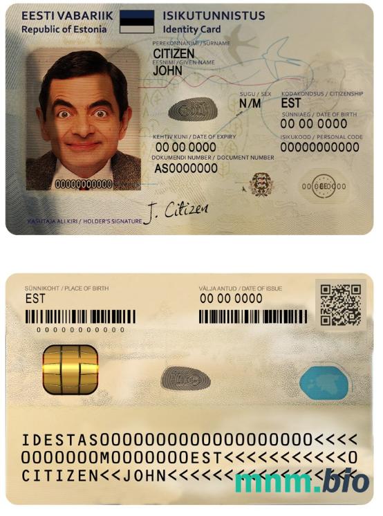 Szablon dowodu osobistego Estonii w formacie PSD, w pełni edytowalny (2018 – obecnie)